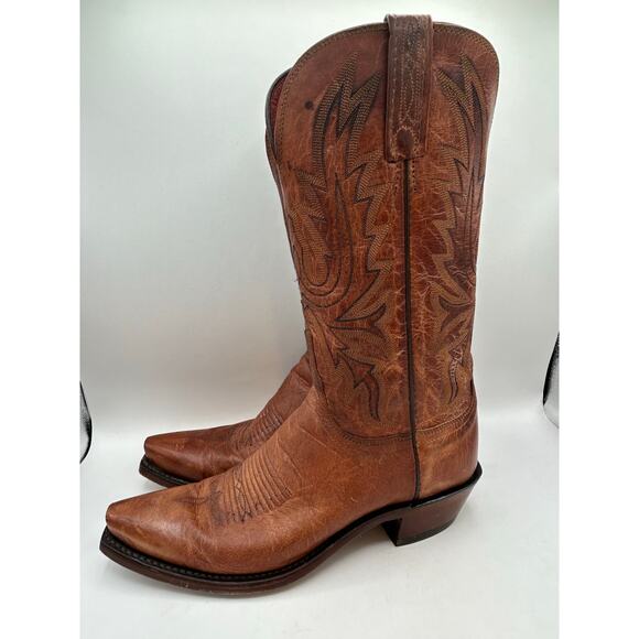 Lucchese 1883  Tan Brown Mad Dog Goat Western women’s 8 B Boots  Snip Toe - Picture 2 of 13